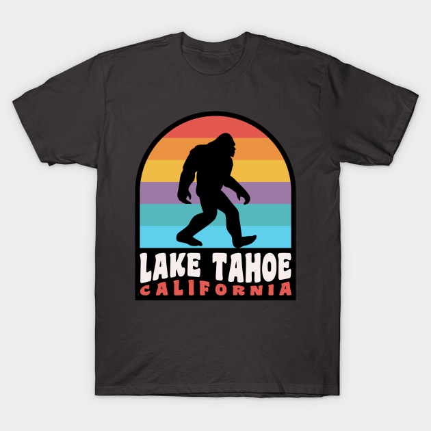 Lake Tahoe Bigfoot Sasquatch California Retro T-Shirt by PodDesignShop